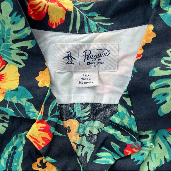 NWT Original Penguin Men’s Floral Graphic Shirt, size Large. Tropical button up. - Picture 5 of 14